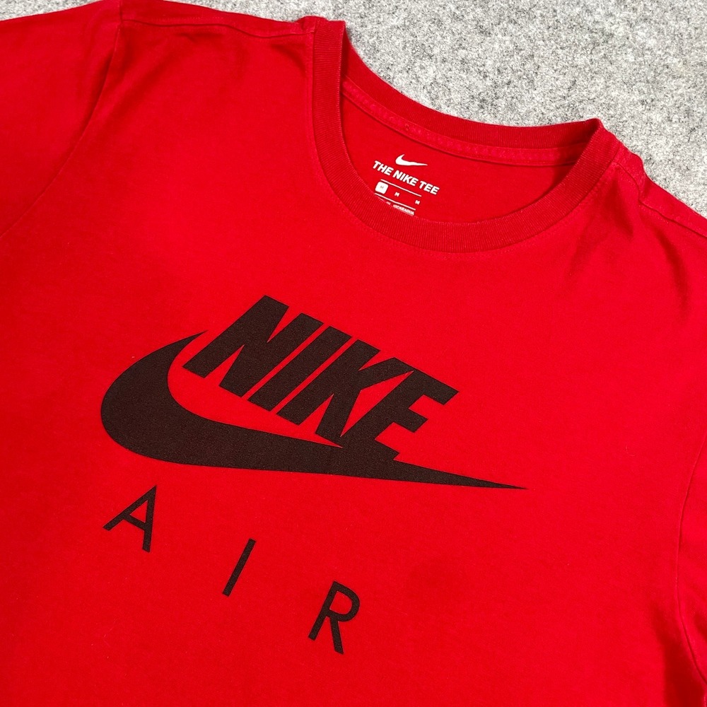 Nike Mens T-Shirt M Red Nike Air Graphic Logo Short Sleeve Crew Neck